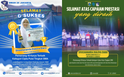 Berlian SMAN 26 Jakarta meraih prestasi dalam Cipta Puisi SMA yang diselenggarakan oleh Suku Dinas Kebudayaan Kota Administrasi Jakarta Selatan