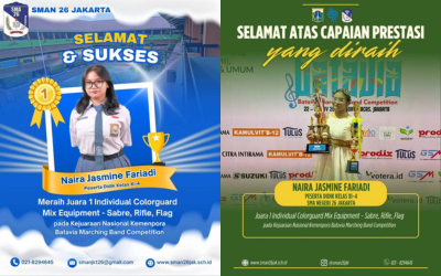 Berlian SMAN 26 Jakarta meraih prestasi dalam Individual Colorguard (Solo) Mix Equipment — Sabre, Rifle, Flag pada Kejuaraan Nasional Kemenpora Batavia Marching Band Competition